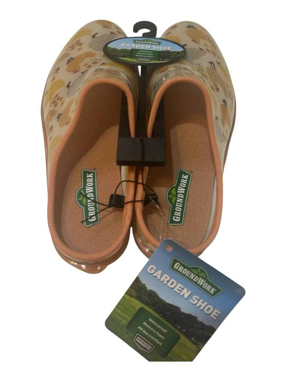 Floral Chicken Farm Garden Shoes Waterproof Memory Foam Clog Women’s Size 10 NWT